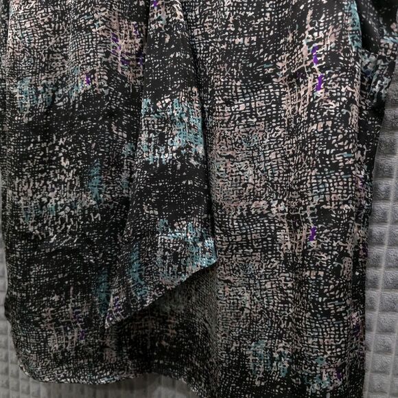 90s Satin Sleeveless NeckTie Top SzM Y2K Whimsigoth Flowy Black Teal Punk Urban - Picture 5 of 12